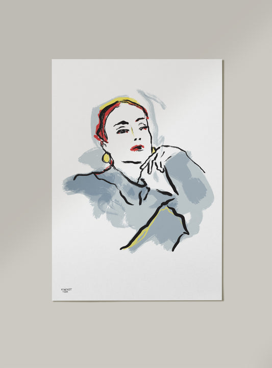 Poster, Kunstplakat - Strektegning av kvinne 
