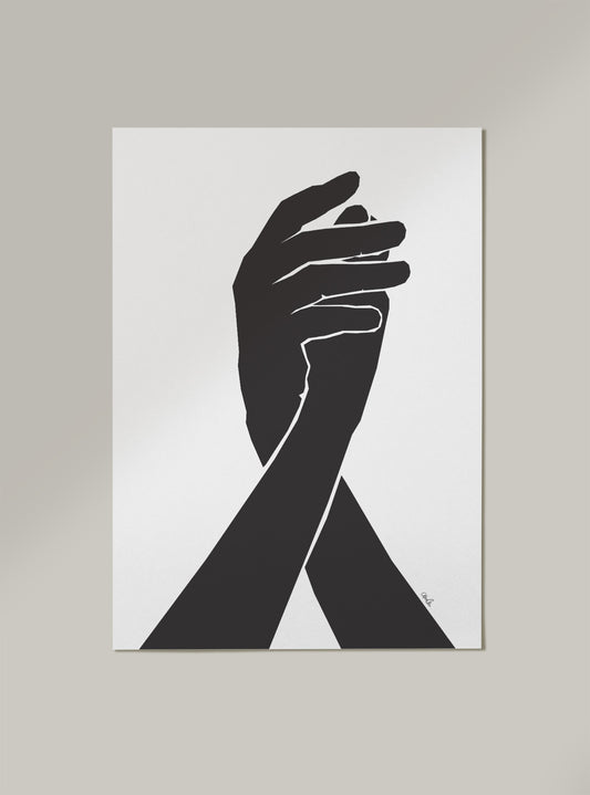 Poster og plakater med kunsttrykk. Bilde av hender som holder hverandre.