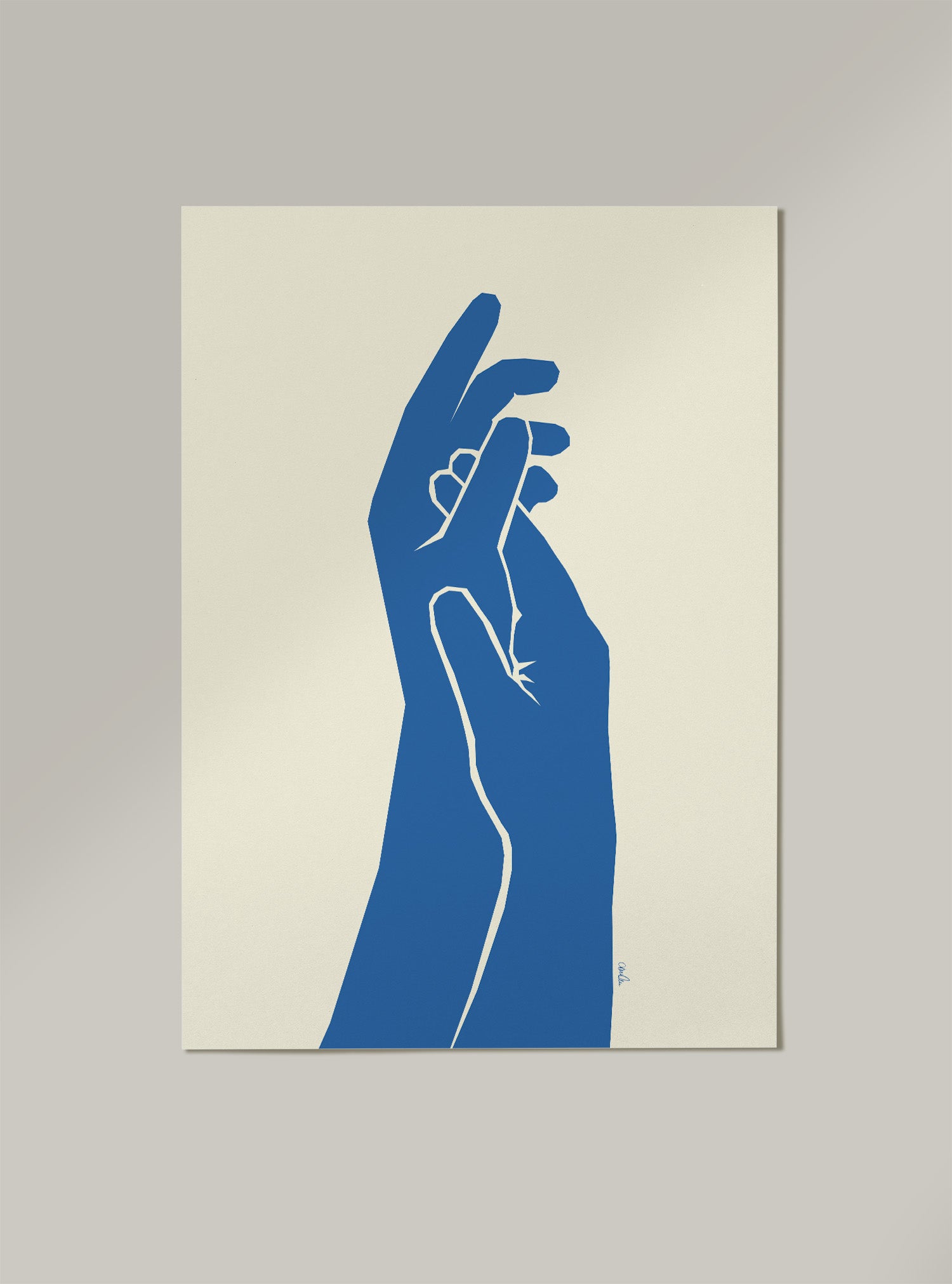 Poster og kunstplakater med tegnning av hender i øm berøring